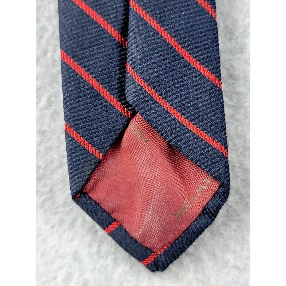 Vintage Yves Saint Laurent Navy Red Striped Tie YSL Logo